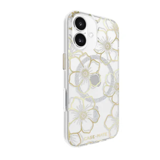 iPhone 16 Case-Mate Floral Gems MagSafe Gold
