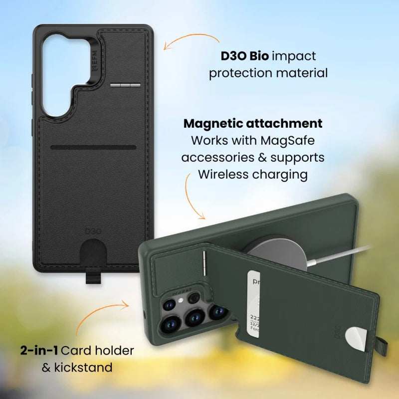 Samsung S25 Ultra EFM Berlin Wallet Case with D3O BIO Black