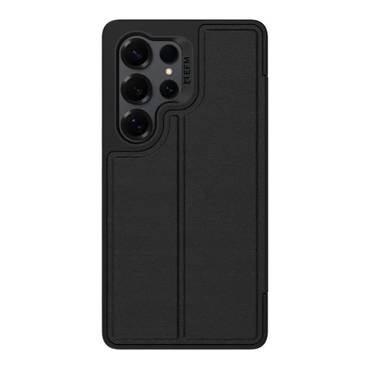 Samsung S25 Ultra EFM Monaco Vegan Leather Wallet Case with D3O BIO Black