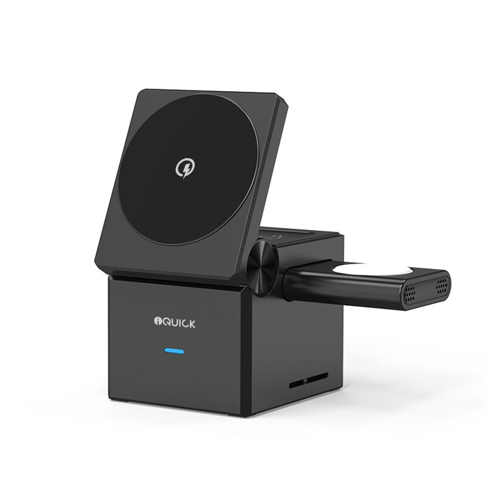 iQuick CUBE T1 3 in 1 Foldable Wireless Charger Stand For Galaxy/ Apple Watch Pads