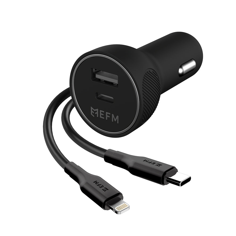 39W Dual Port Car Charger with Type-C to Lightning Cable