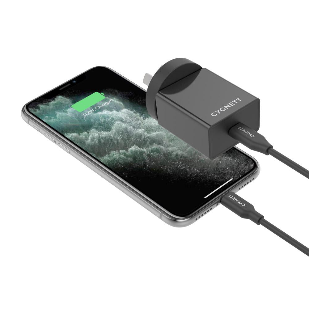 Cygnett PowerPlus 18W Wall Charger + Lightning to USB-C Cable