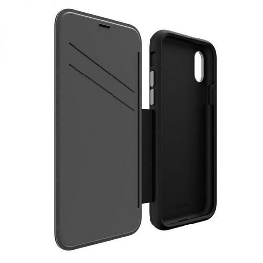 EFM Monaco D3O Wallet Case Leather Cover for Apple iPhone XS Max Black/Space GRY