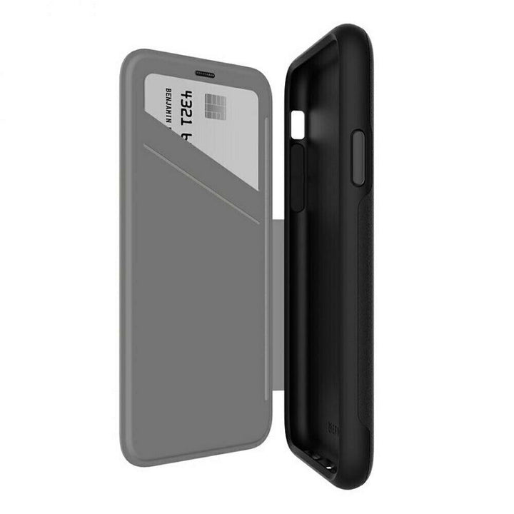 EFM Monaco D3O Wallet Case Leather Cover for Apple iPhone XS Max Black/Space GRY
